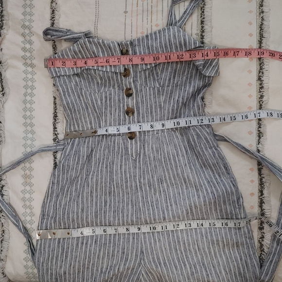 AEO striped wide leg belted jumpsuit size 0 - Picture 13 of 15